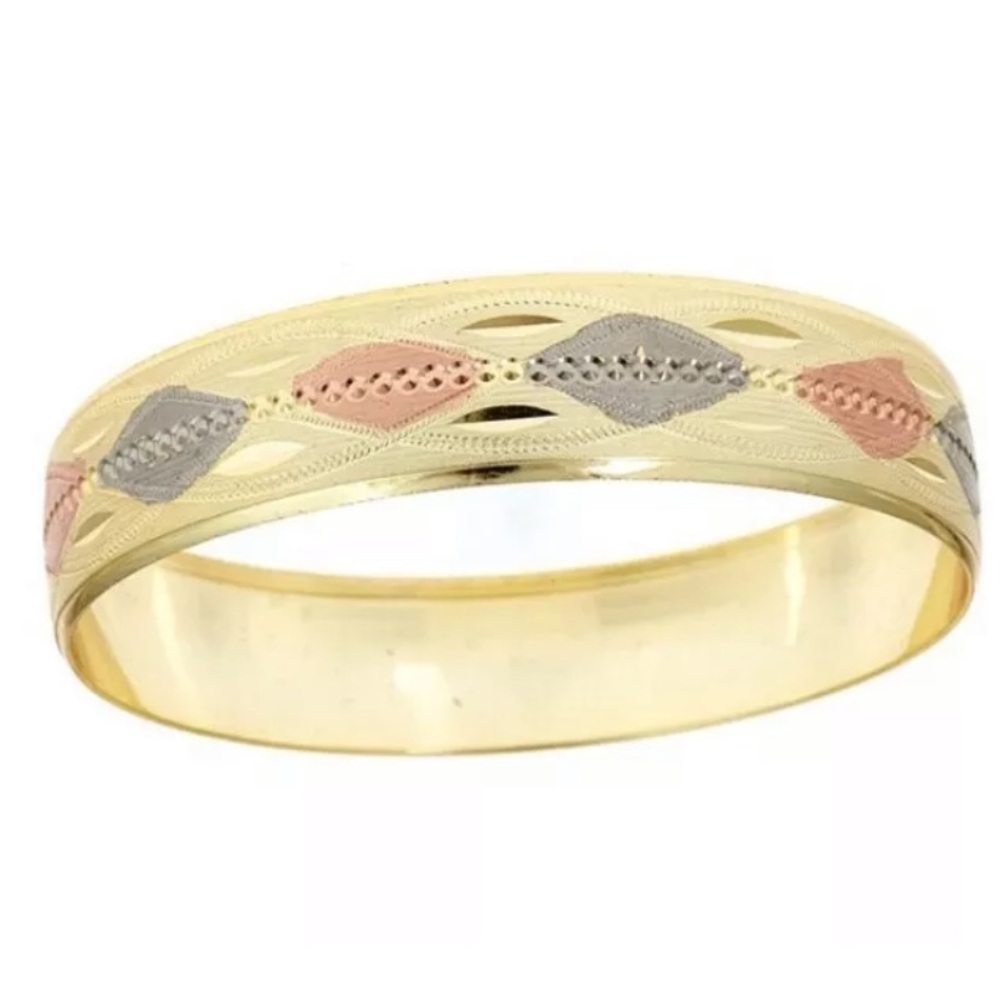Bangle Fancy Diamond Cut Bracelet 18 Karat Plated